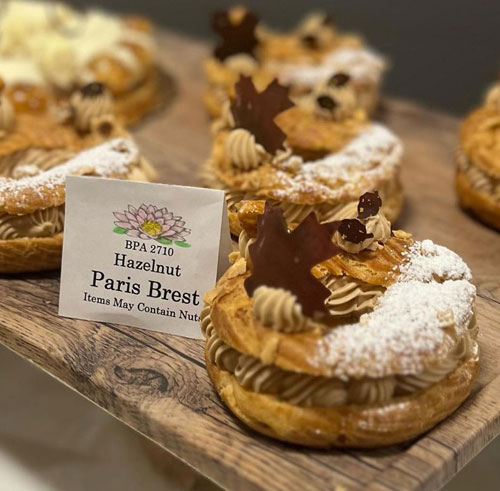 Rows of pastries created by baking & pastry students for Advanced Pastry Applications (BPA 2710).