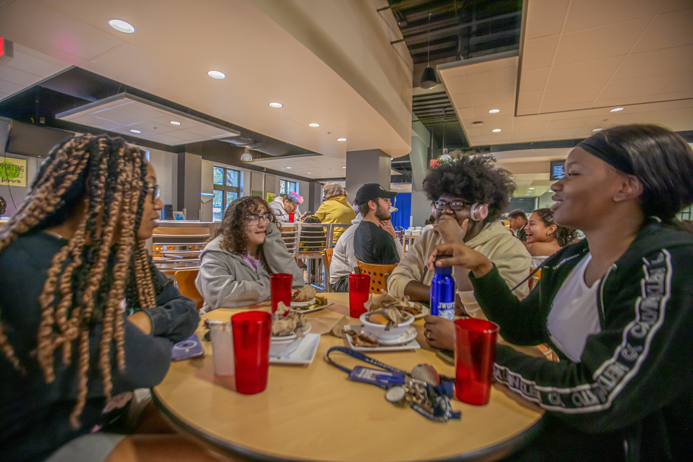 JWU Charlotte: On-campus students enjoy a meal in the dining hall