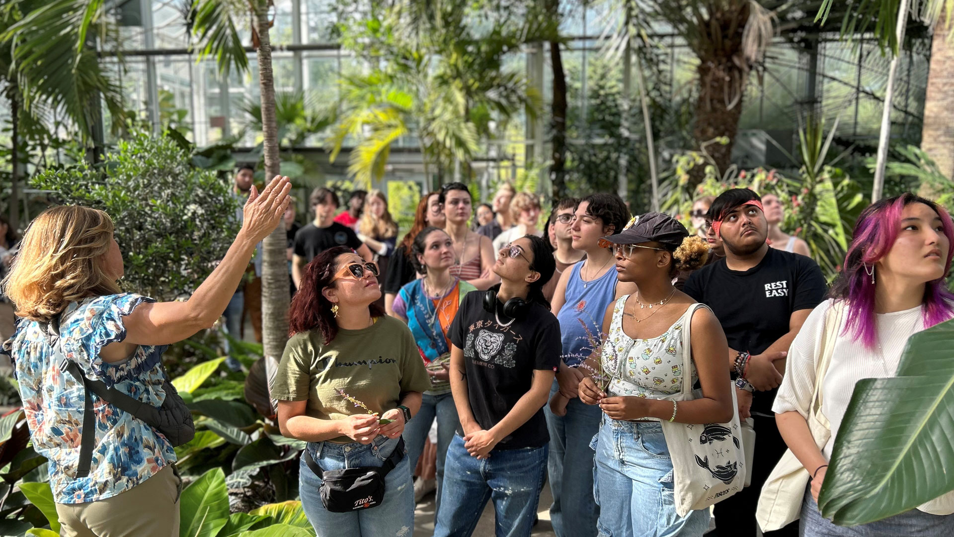 Touring the Roger Williams Botanical Center to learn about sustainable practices.