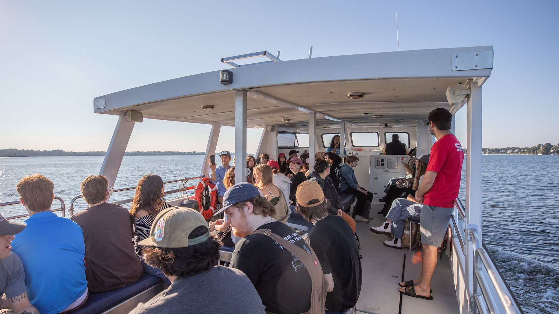 Touring Narragansett Bay with Save the Bay to learn about our marine ecosystems. 