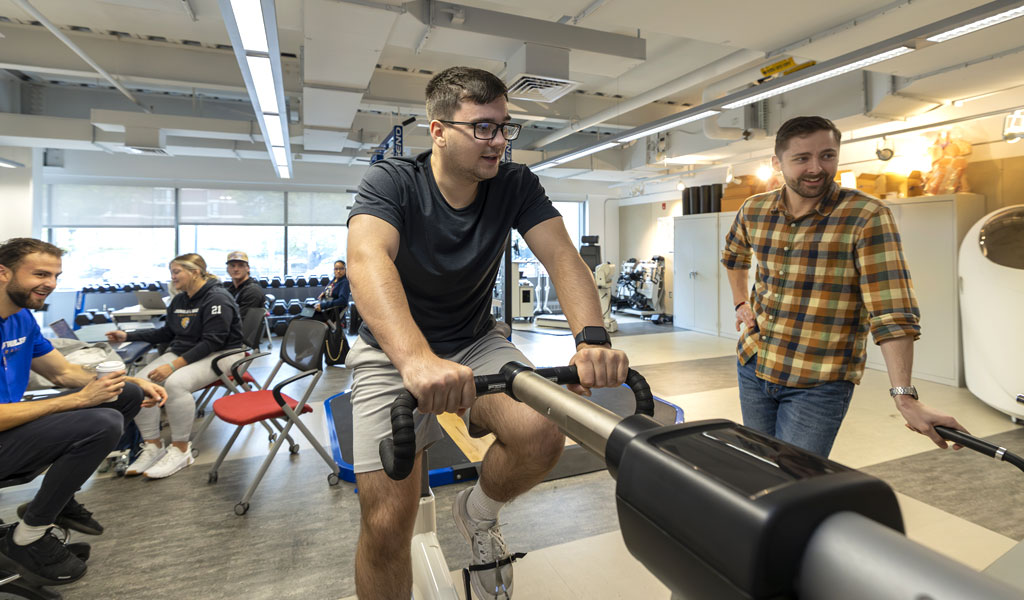 Wide view of the exercise lab, located in the Bowen Center. 