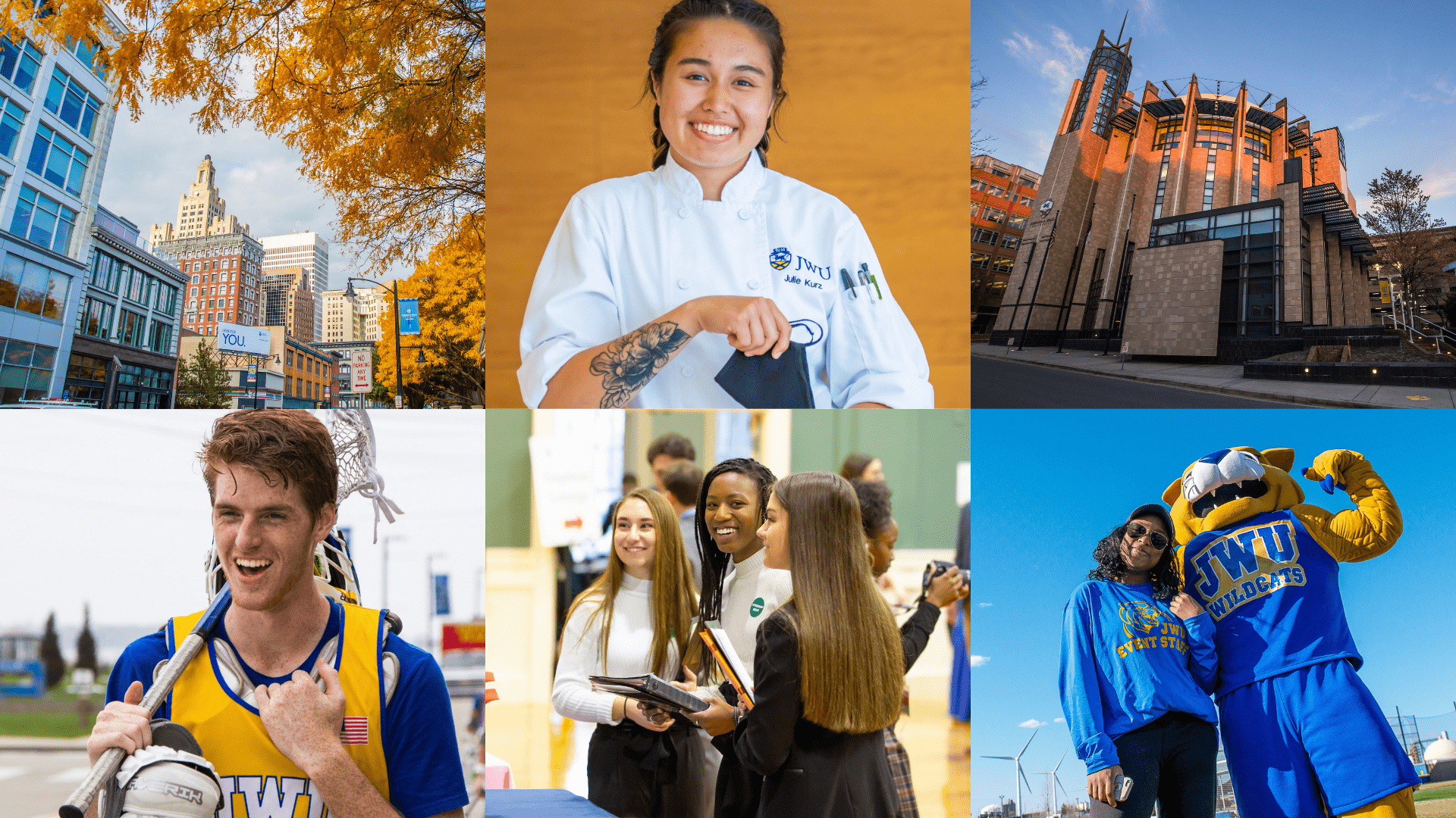 Collage of photos of students in academic and student life contexts.