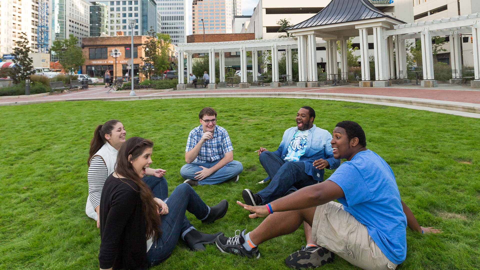 Students socializing at JWU Charlotte 