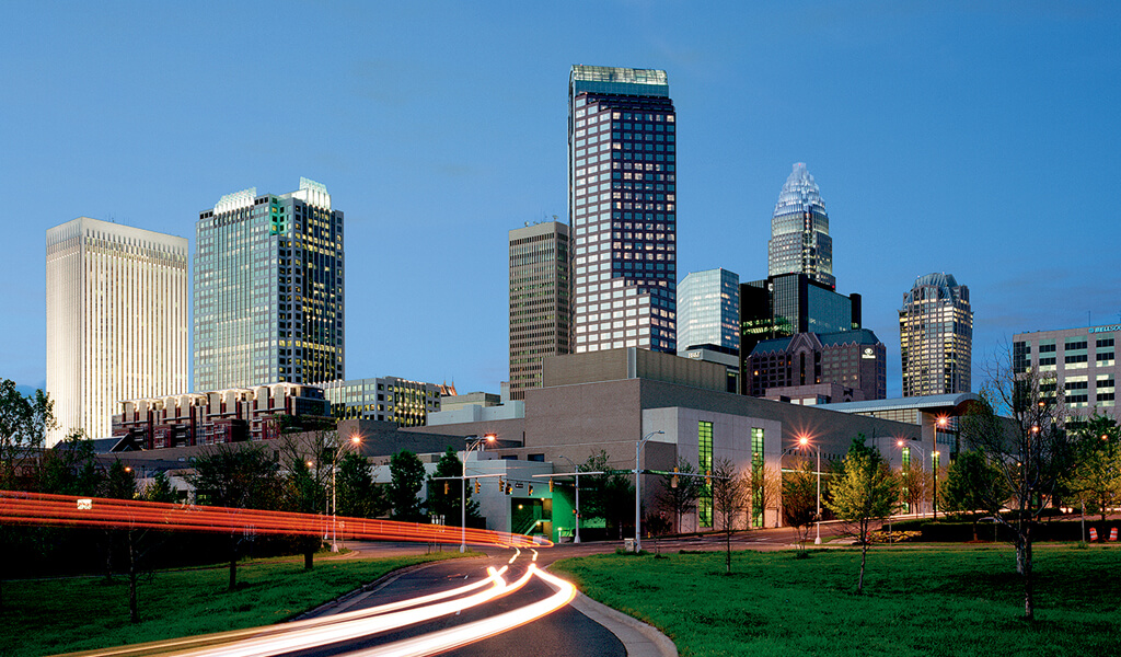 Charlotte skyline at night