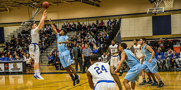 Senior Tom Garrick during a game against Lasell