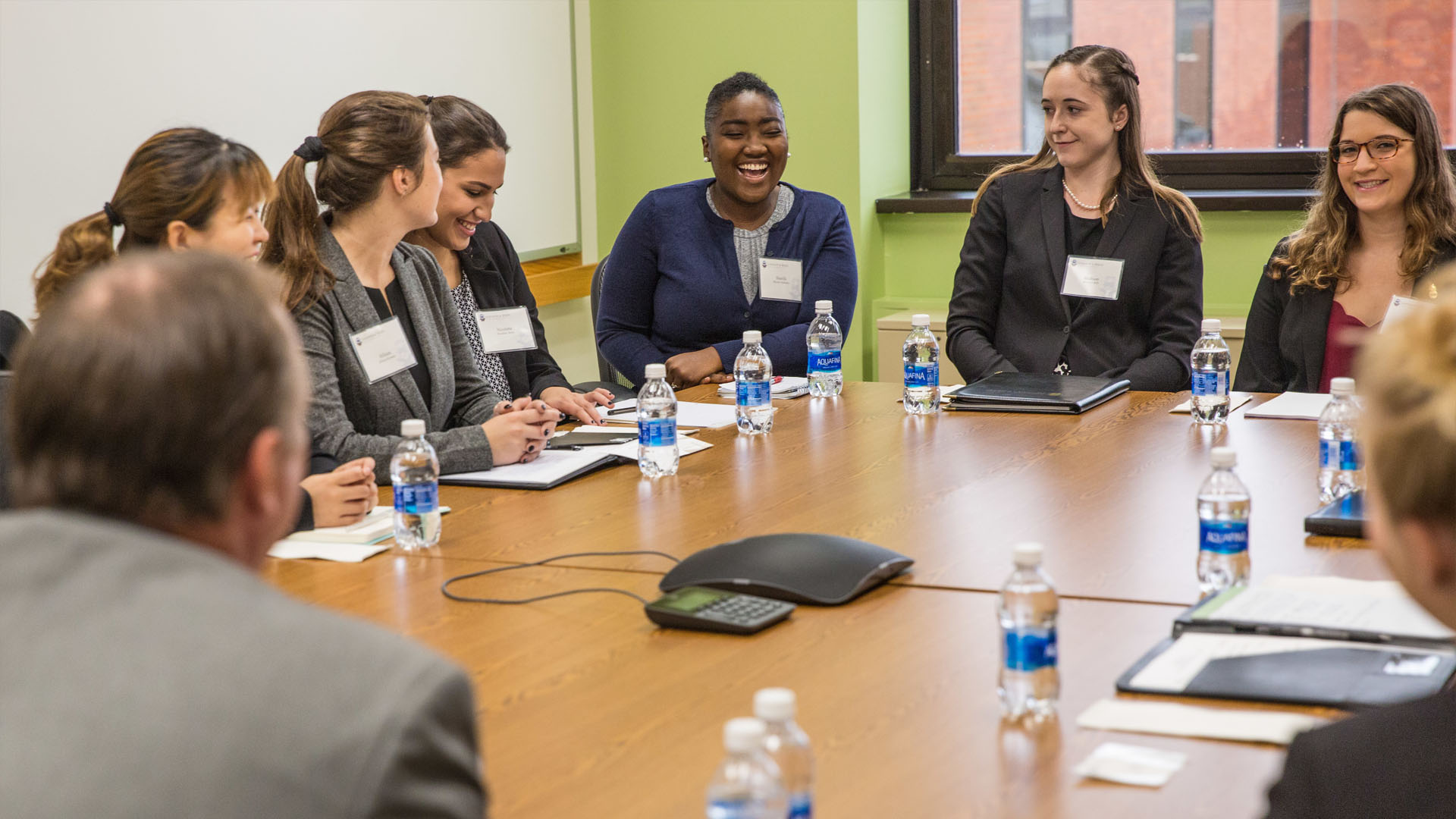 Hilton representatives meeting with students