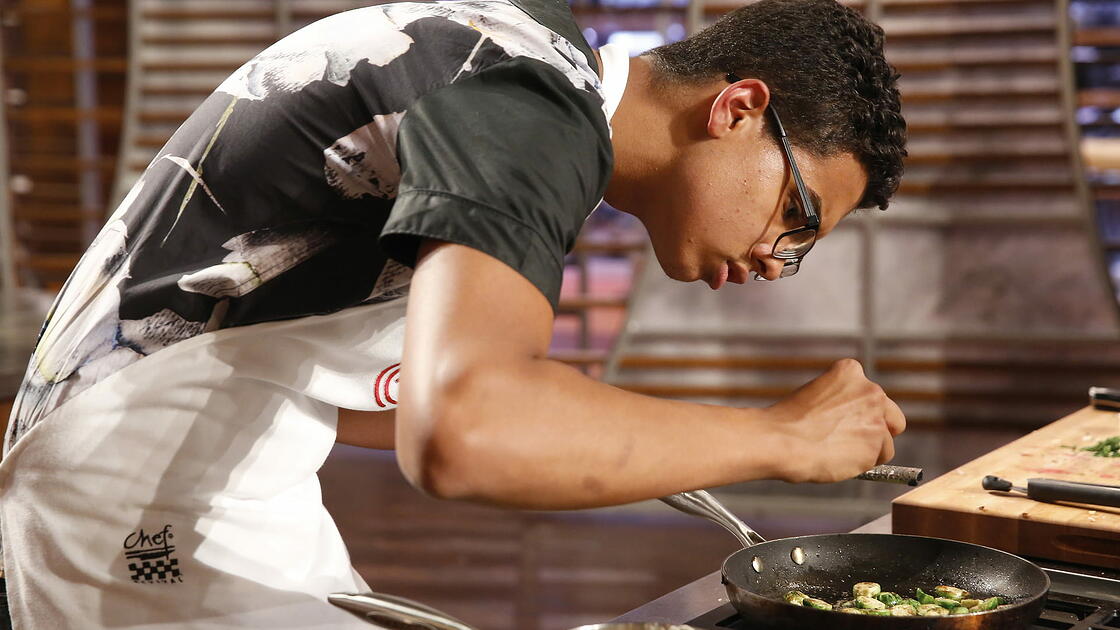 Gabriel Lewis plating up a dish