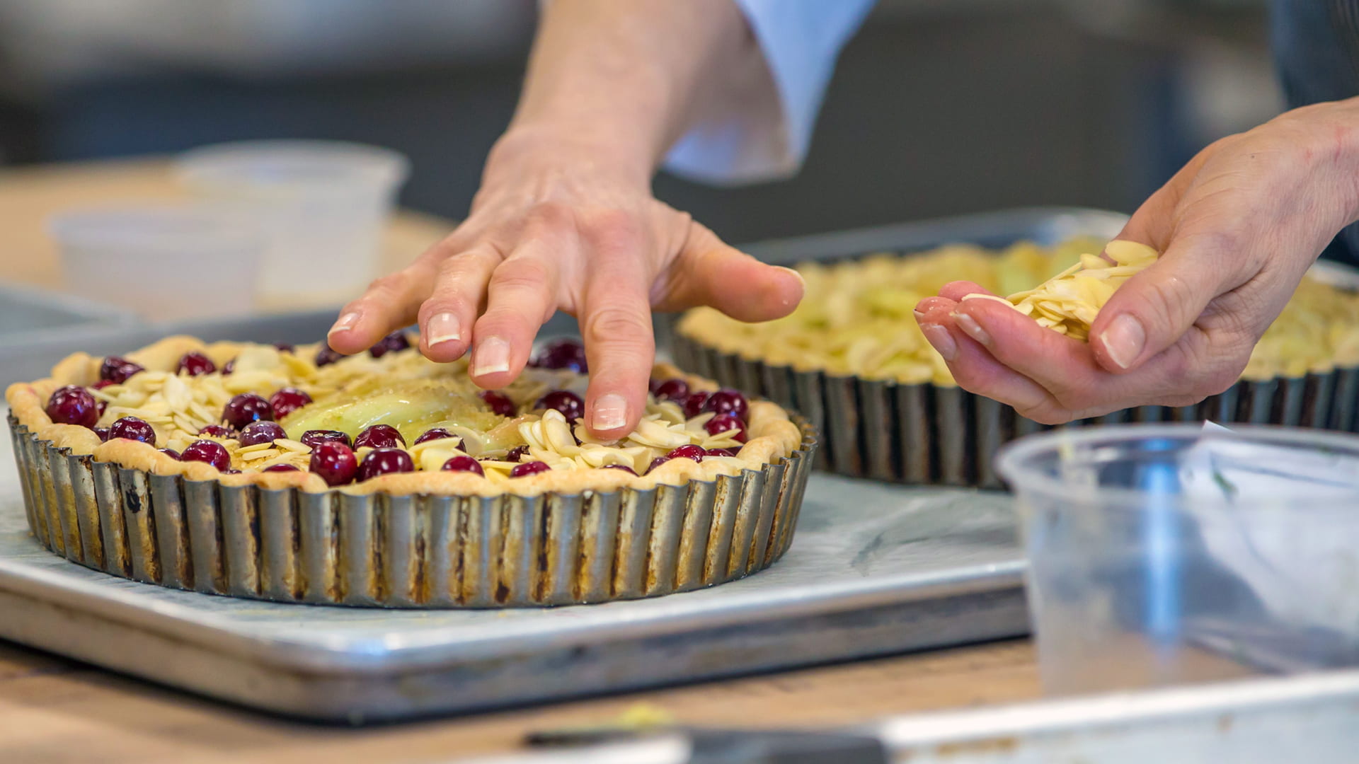 Close up shots of the pies almost done by Kimberly Horner.