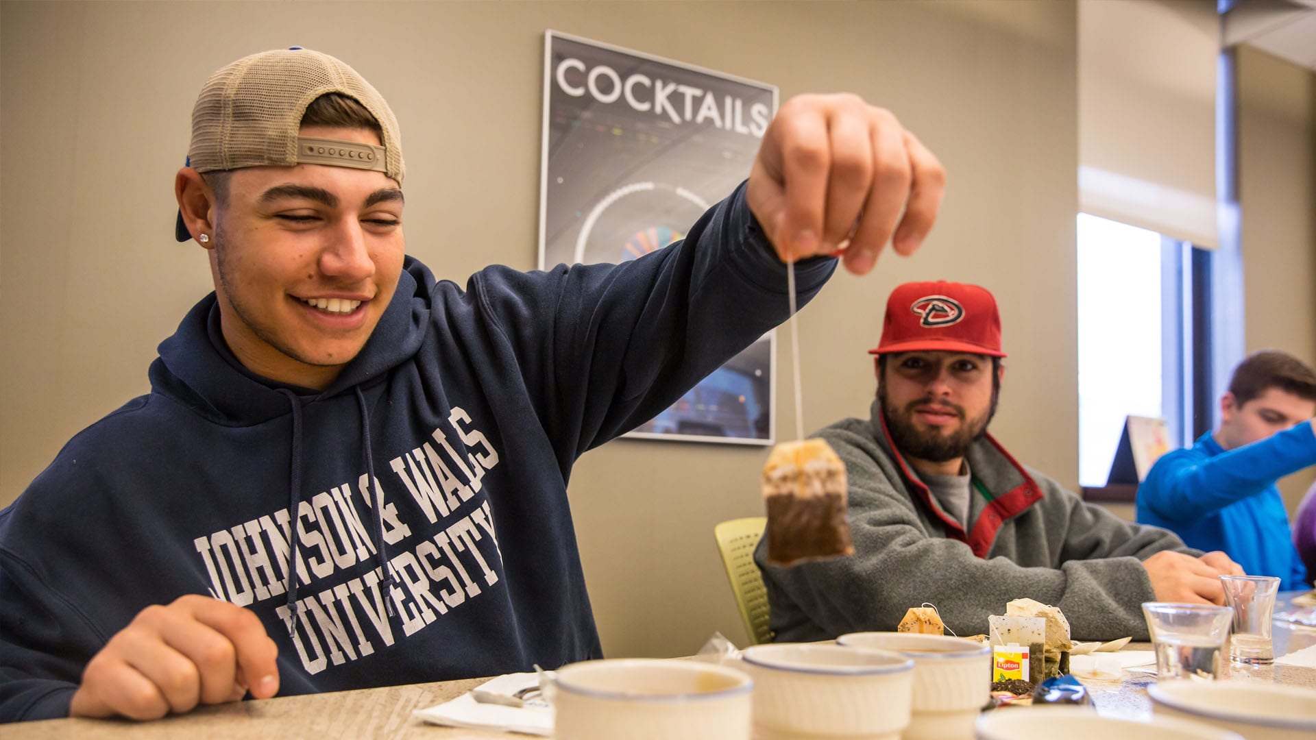 Students sampling Bigelow tea.