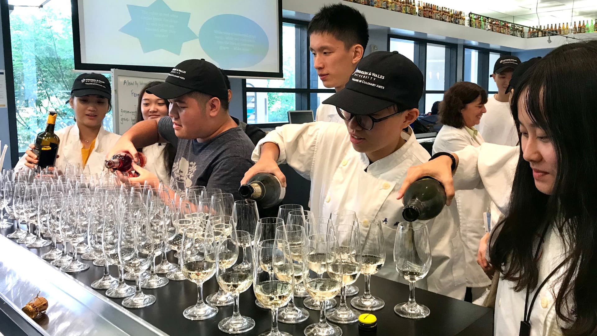 Students from Fu Jen Catholic University (Taiwan) take part in a beverage class at JWU Charlotte.