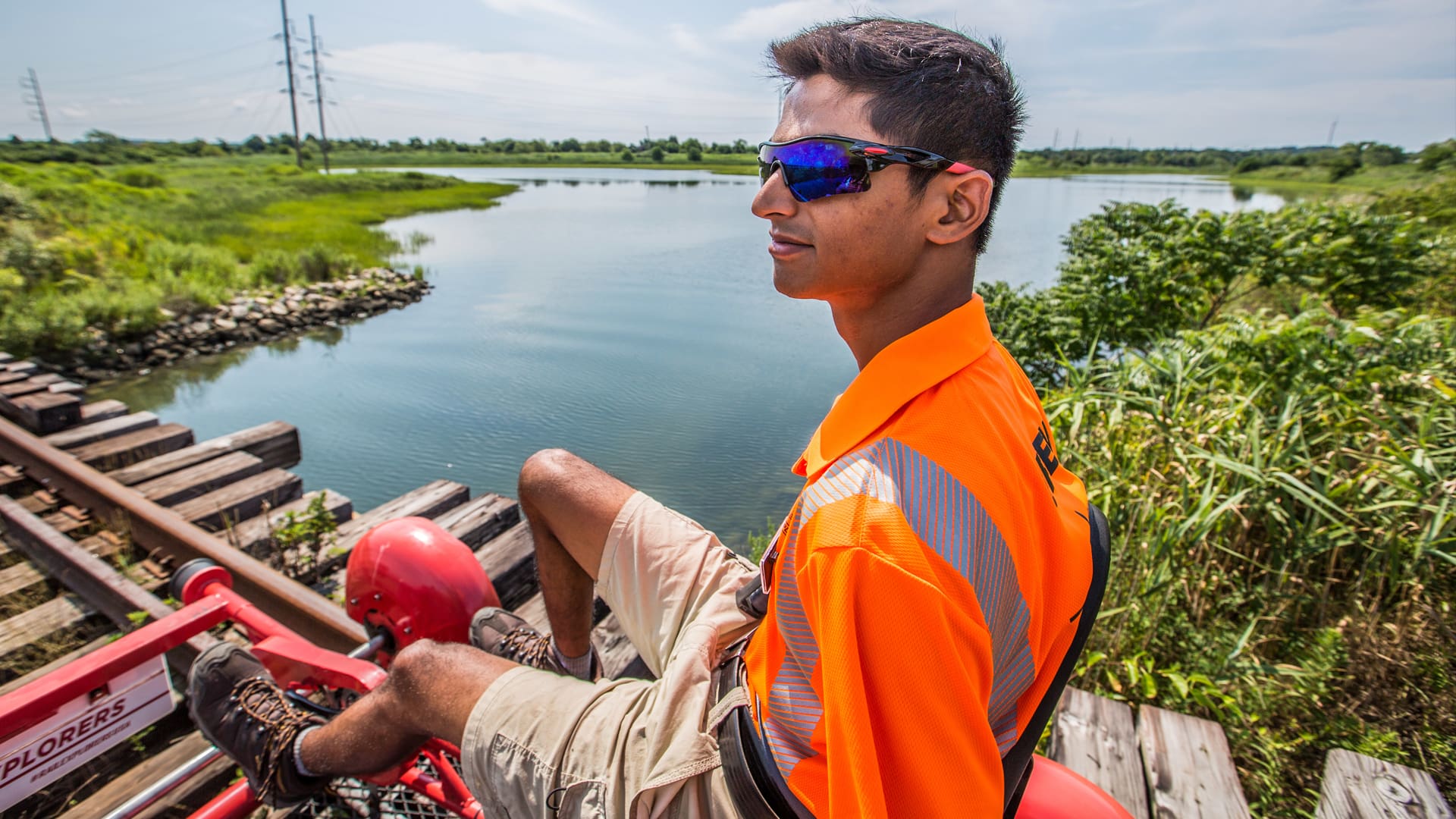 Ishwar Pathak '19 at his Rail Explorers internship, Portsmouth, RI.