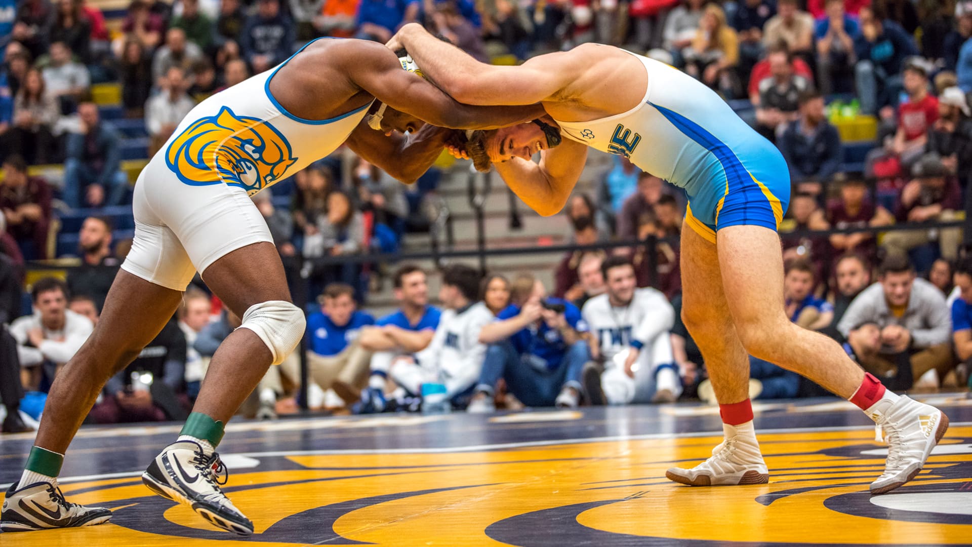 During the JWU NCAA wrestling victory.