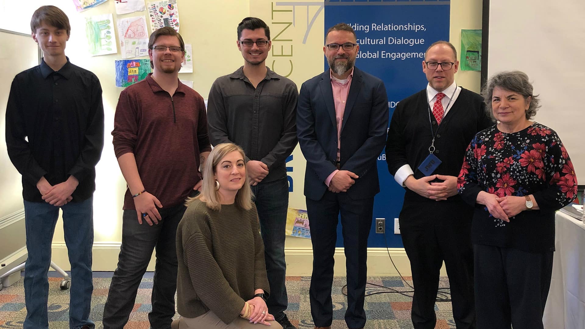 Philip Beekman with students and professors from Johnson & Wales University College of Arts & Sciences.