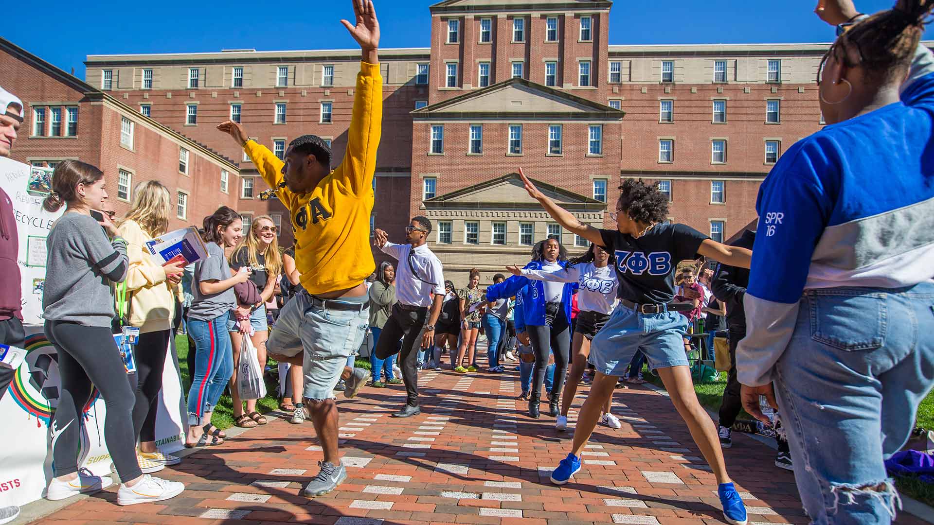 Students celebrating on the quad.