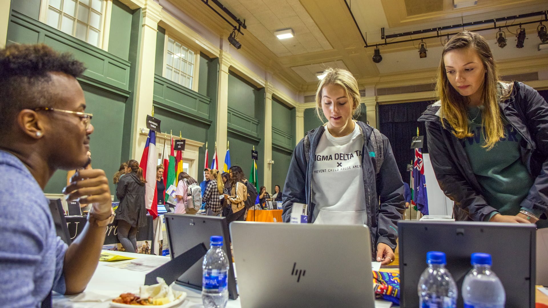 JWU students check out the 2019 Study Abroad Fair at JWU Providence.