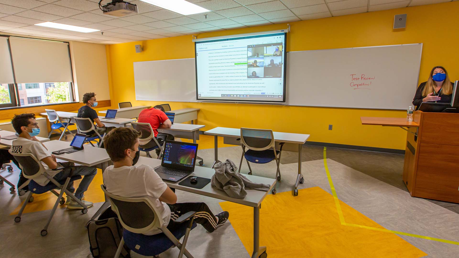 Michelle Rego, Ph.D., marketing department professor in the College of Business, is using different techniques to keep her students engaged and active in her classes during Covid-19.