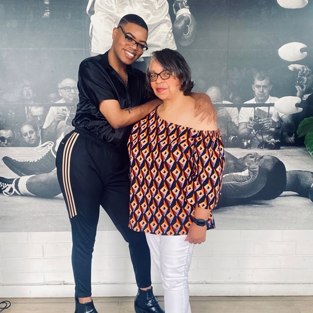 Derrick Tre '17 with his grandmother, Monteen Gates, who served as his fashion mentor when he was growing up.