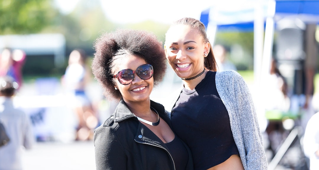 Two students together for a picture in Charlotte