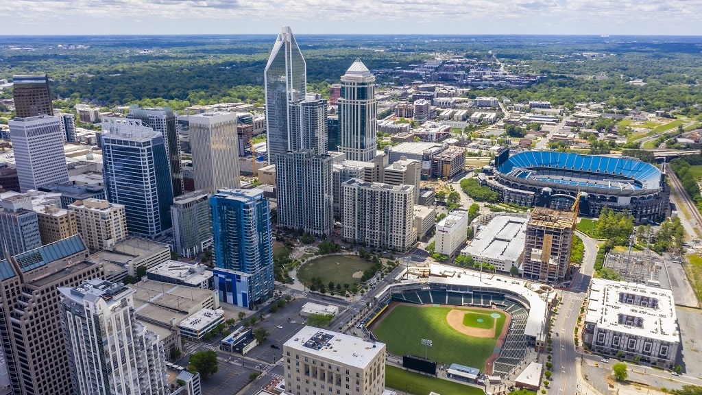 Charlotte skyline with stadiums