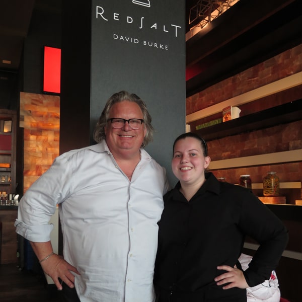 Chef David Burke with Burke Fellow Kirstin Stowe '21.