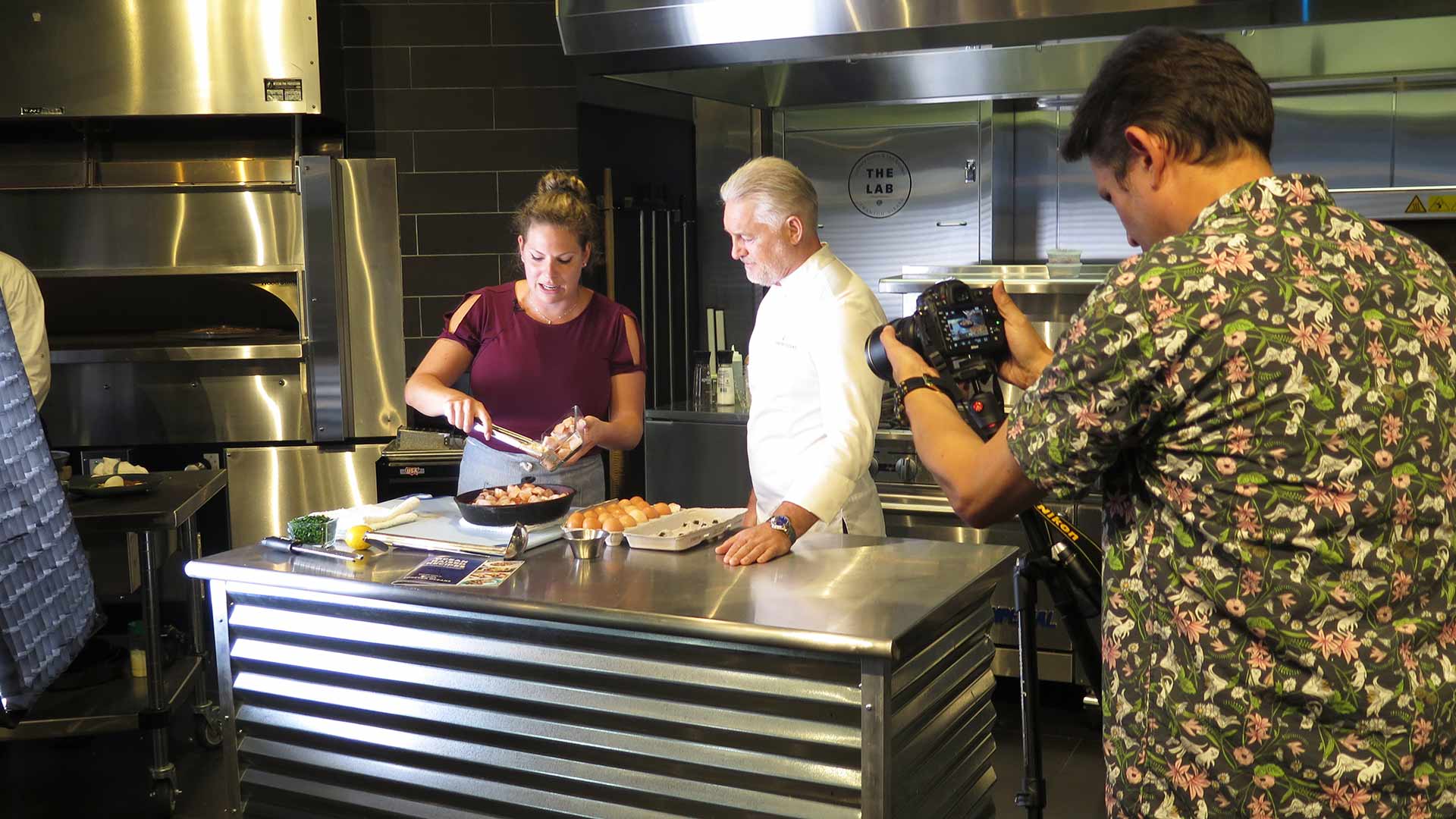 Amanda Messick '10 cooks in the test kitchen