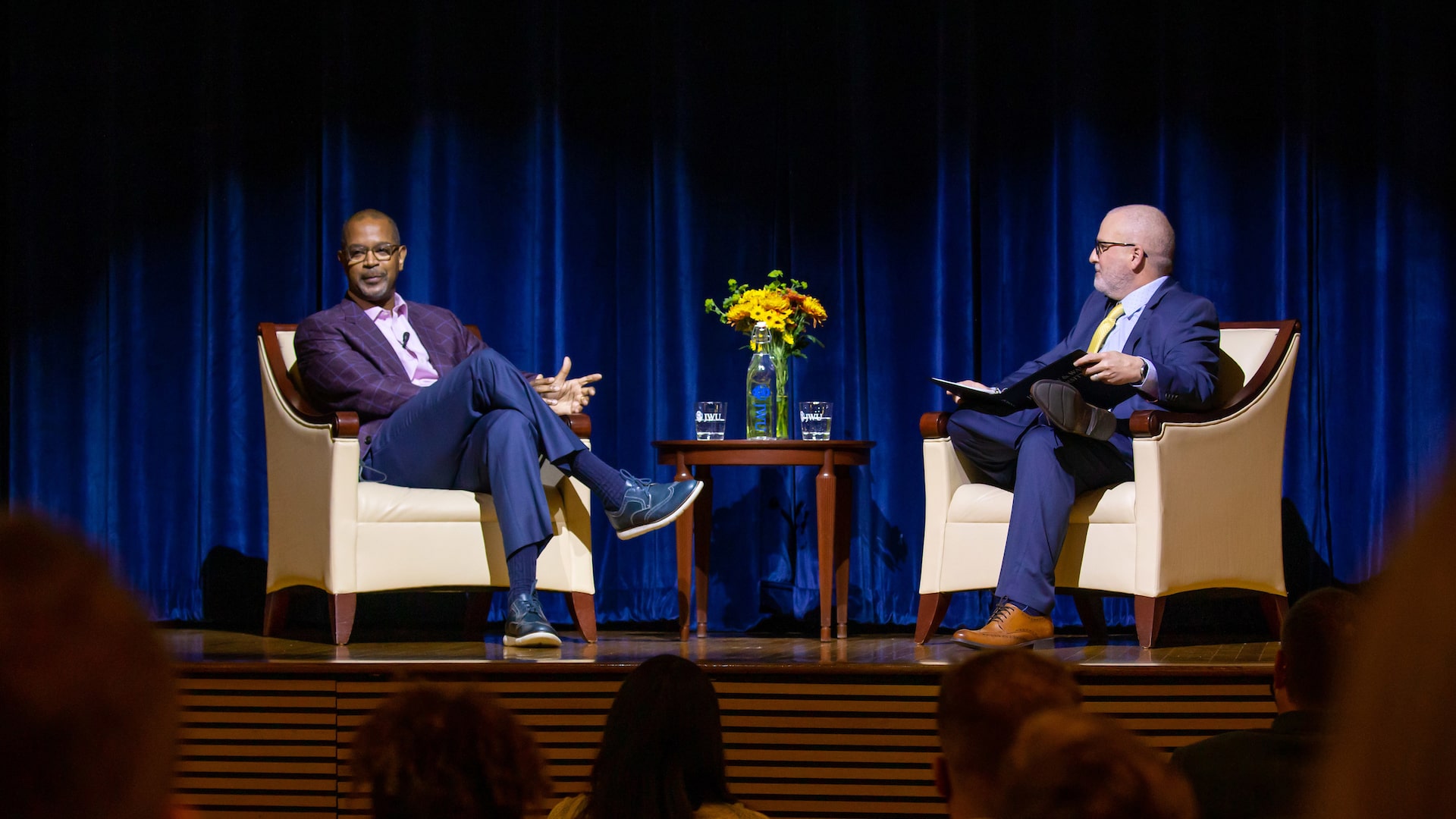 VIP Chip Wade speaking with Richard Wiscott, Ph.D., JWU’s vice provost for academic affairs