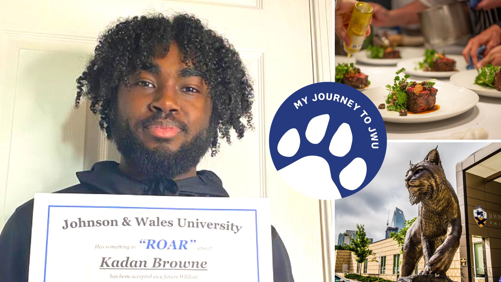 Collage of Kadan Browne and JWU campus in Charlotte