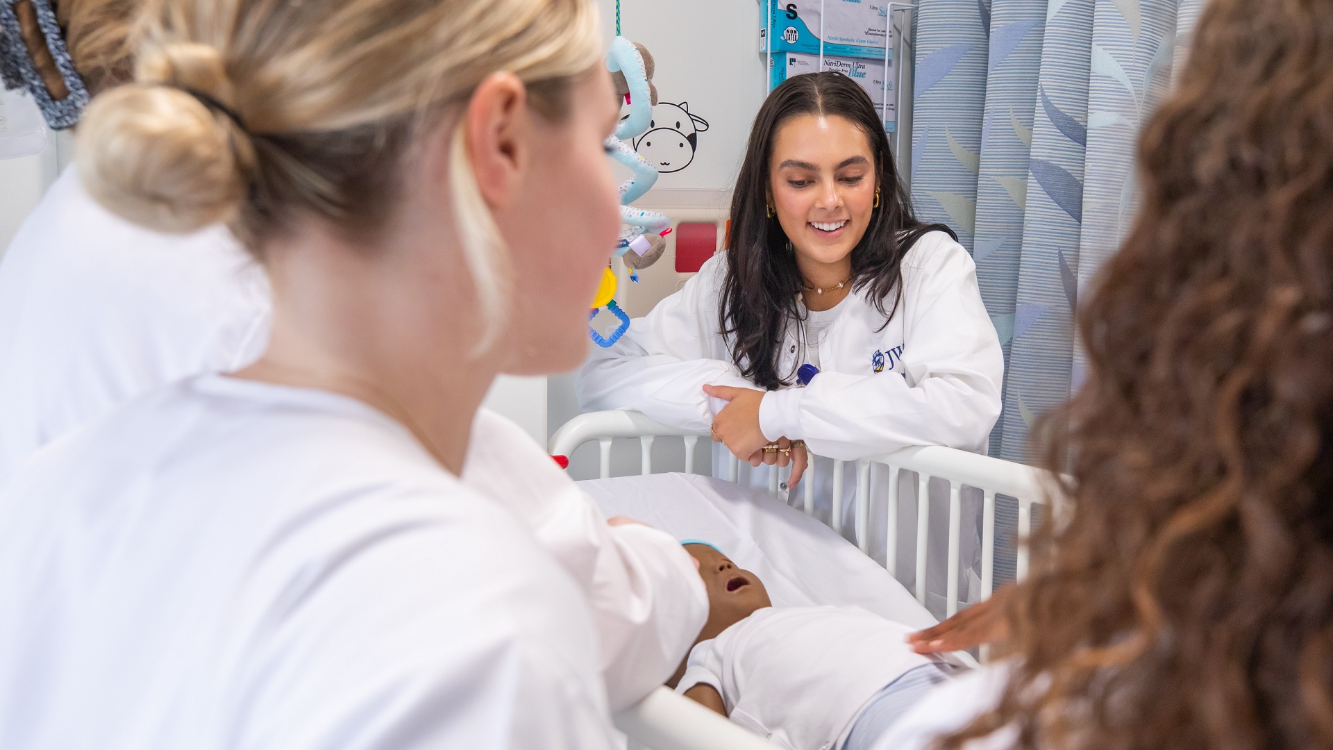 View of the central simulation center that is part of JWU Charlotte’s Nursing lab suites and facilities.