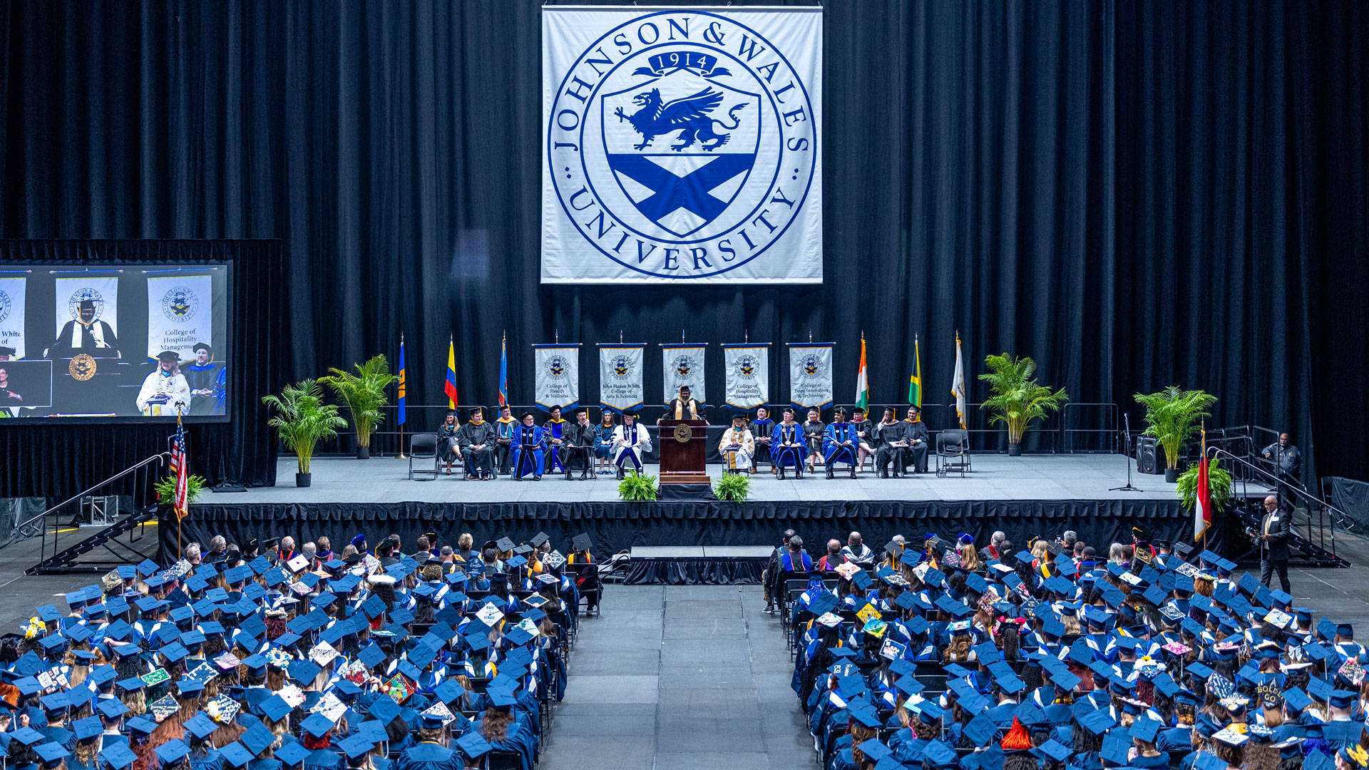 Landscape view of the JWU Charlotte Commencement stage.