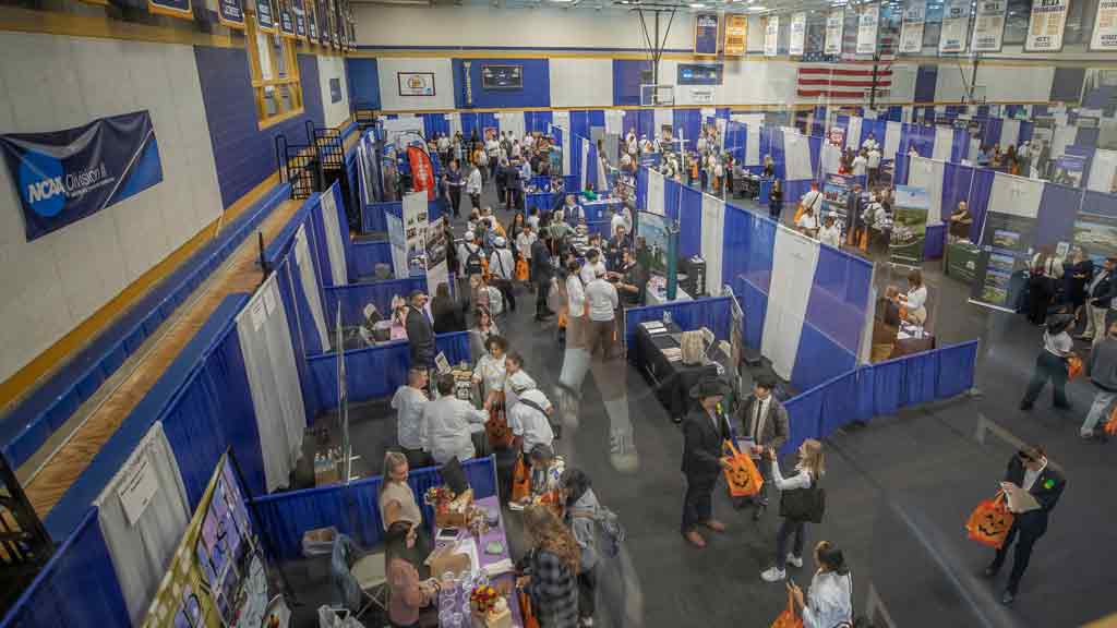 View of Food & Hospitality Industry Career Fair from above.