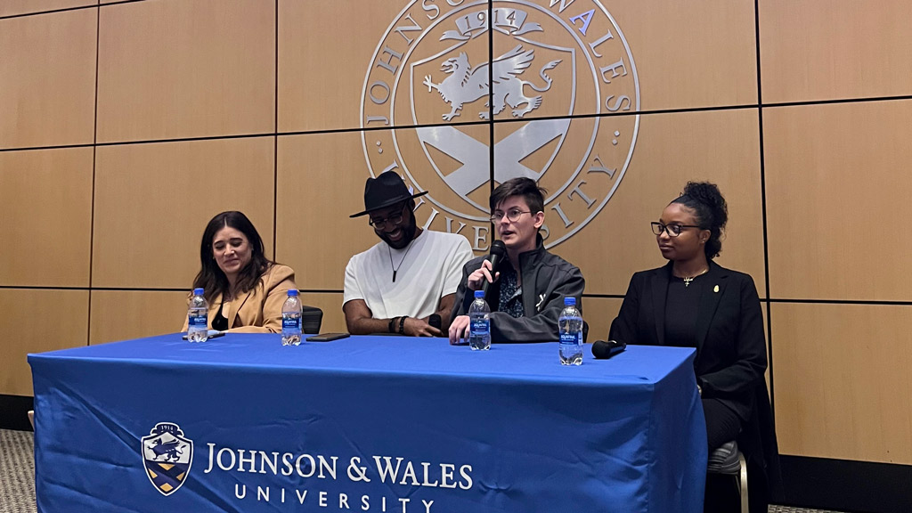 action shot of JWU Charlotte Ask the Alumni panel in March 2025