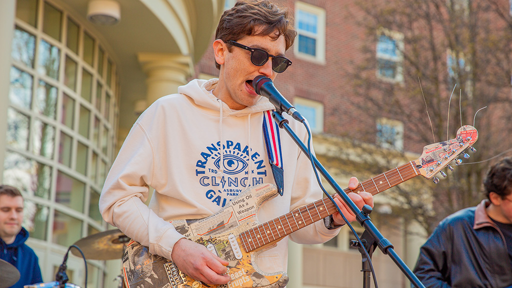 Singer of band at the Bands in the Basement concert