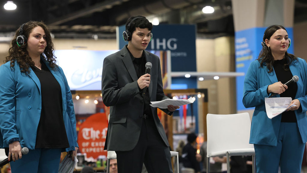 Photo Caption (left to right): JWU students Natalie Silverman’25, ’26 MBA, Leif Knudson’26; and Savannah Seda’25, ’27 MBA.