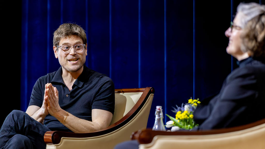 Bartholomewtown’s Bill Bartholomew in conversation with historian C. Morgan Grefe at JWU. 