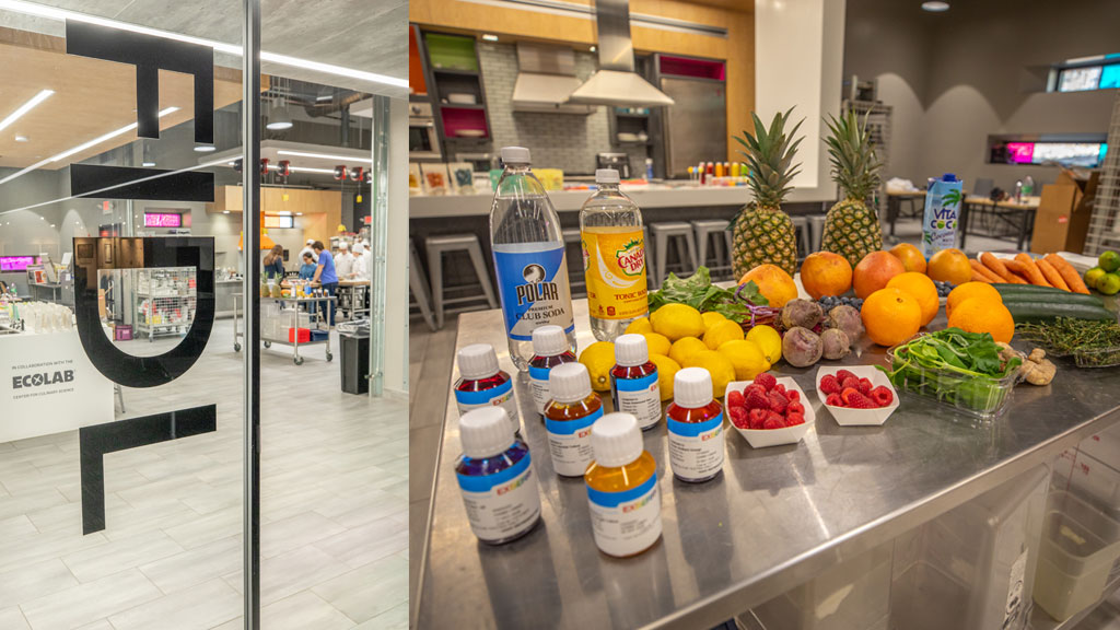 a collage of photos of JWU's Food Innovation Design Lab