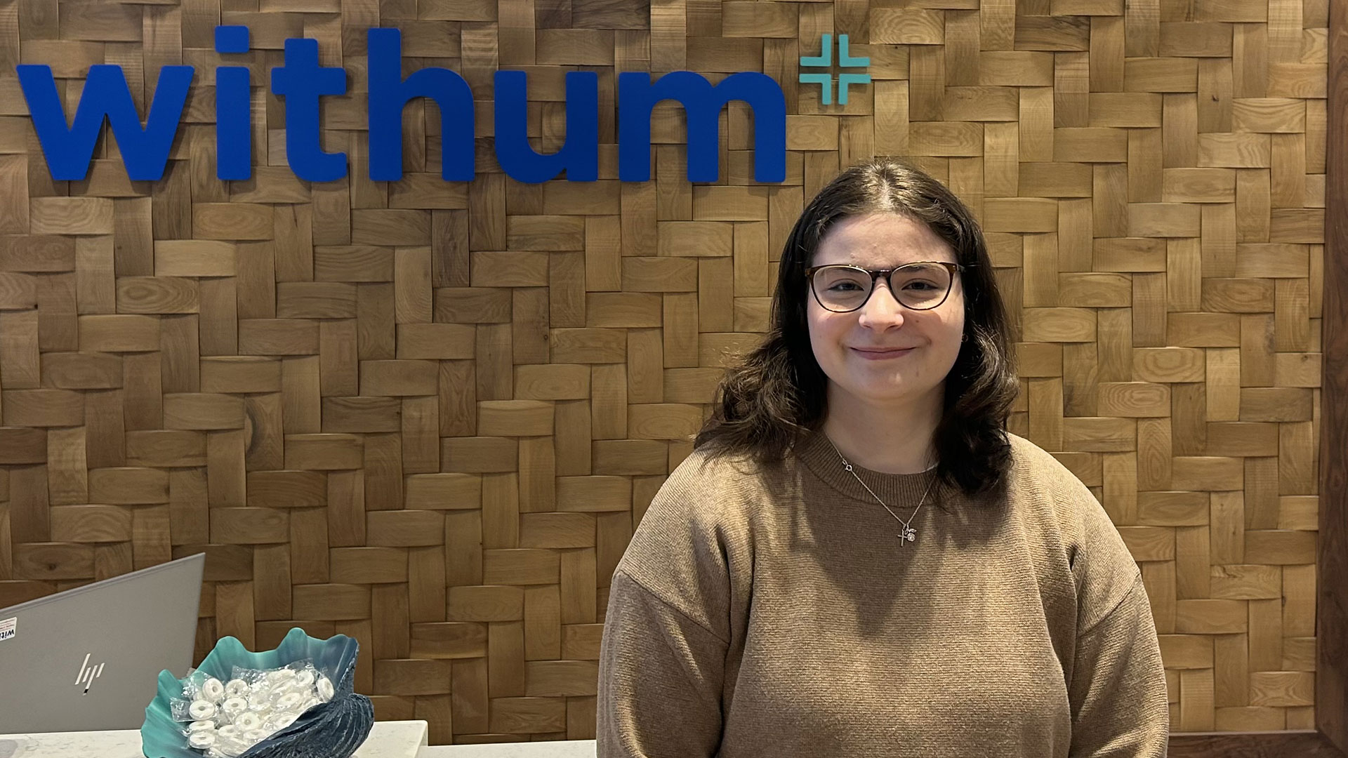 Abigail Rendock '27 in Withum Office Building