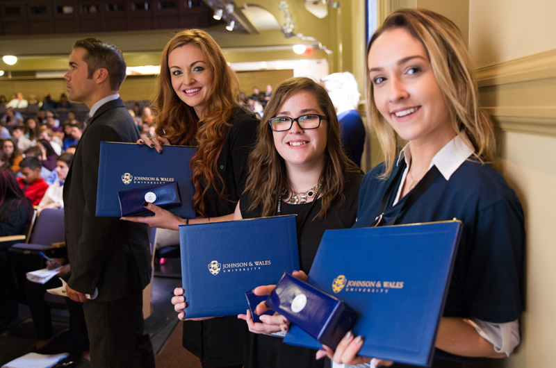 Patrick Leary, Maria Kanellis-Bennett '17, Alycia Kasperitis '17 and Cassandra Tondreault '18