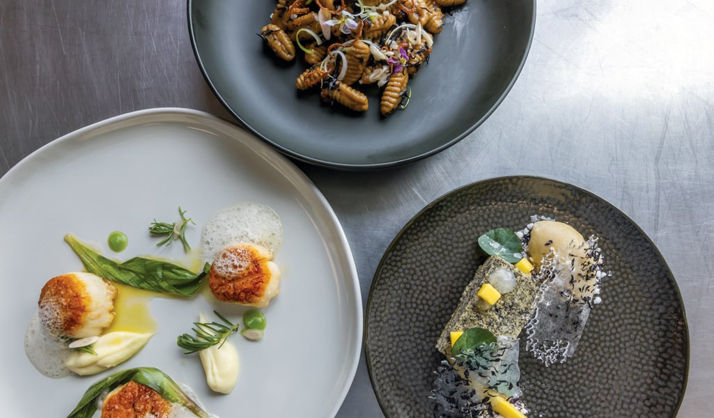 A trio of dishes featuring sea veggies, as prepared by Branden Lewis and his Culinary Sustainability  students.