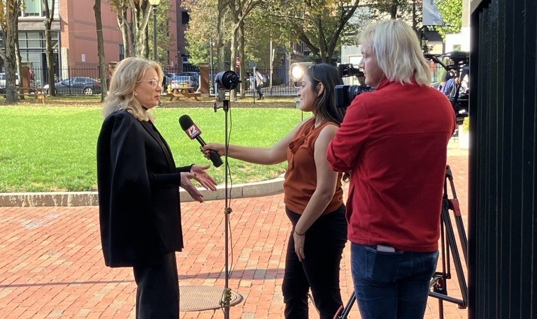 JWU Chancellor Mim Runey gets interviewed about the 3-year bachelor's degree